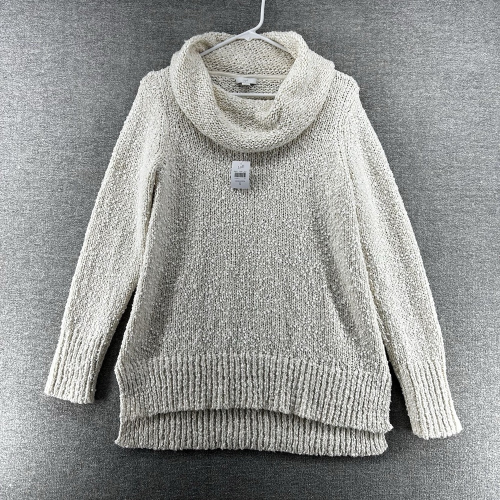 J Jill Textured Cowl Neck Pullover Sweater Women Sz Small Beige Spring Cozy NEW